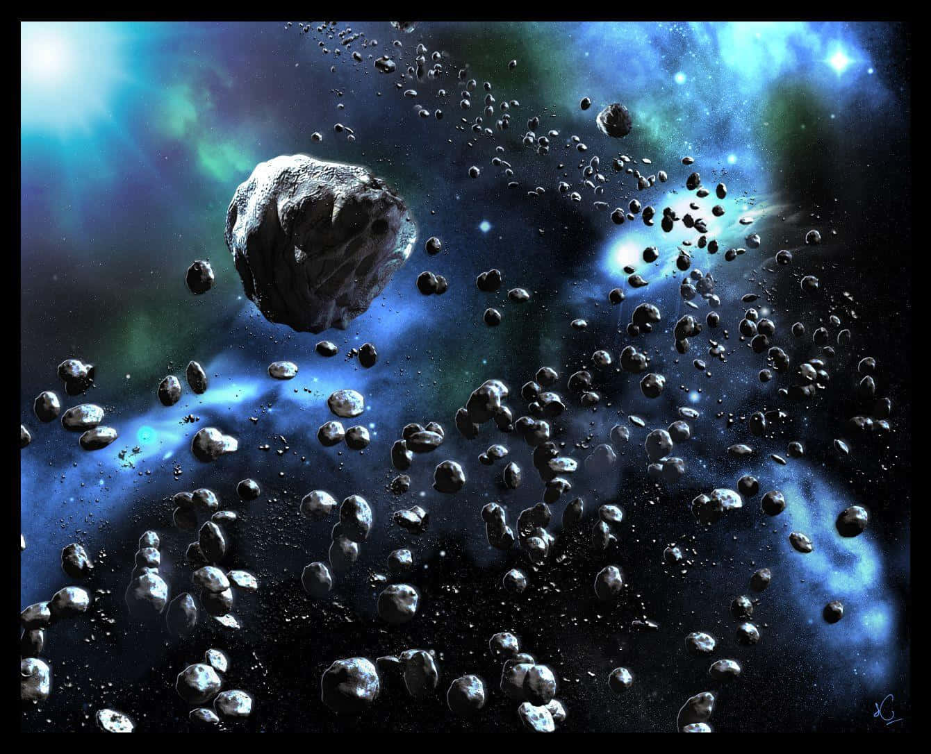 Caption: Spectacular Asteroid Approaching Planet Earth Wallpaper