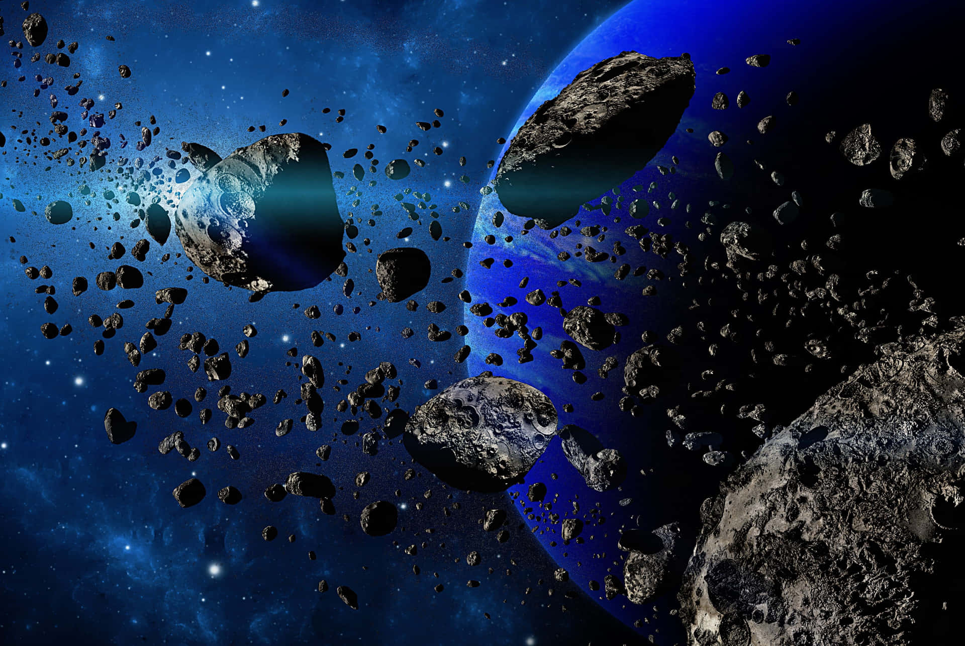 Majestic Asteroid in Deep Space Wallpaper