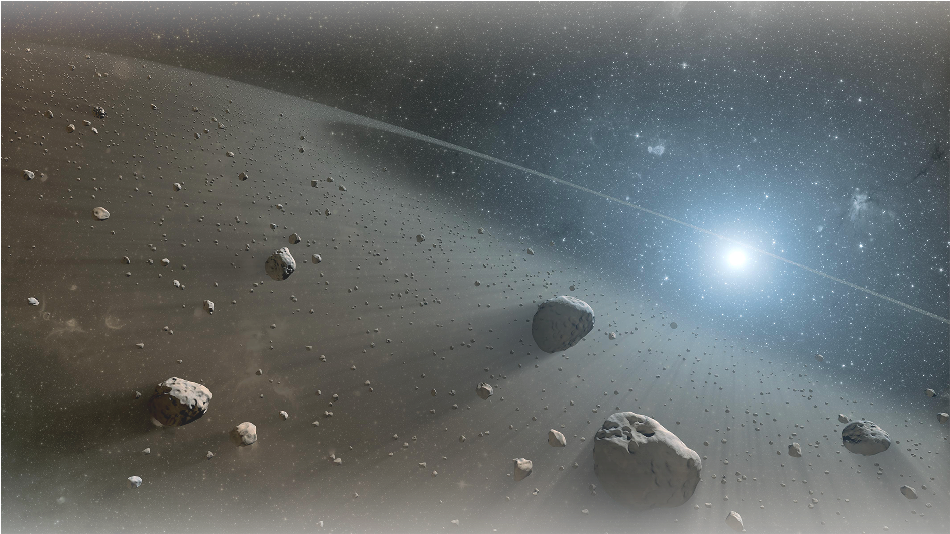 Asteroid Belt Space Scene PNG