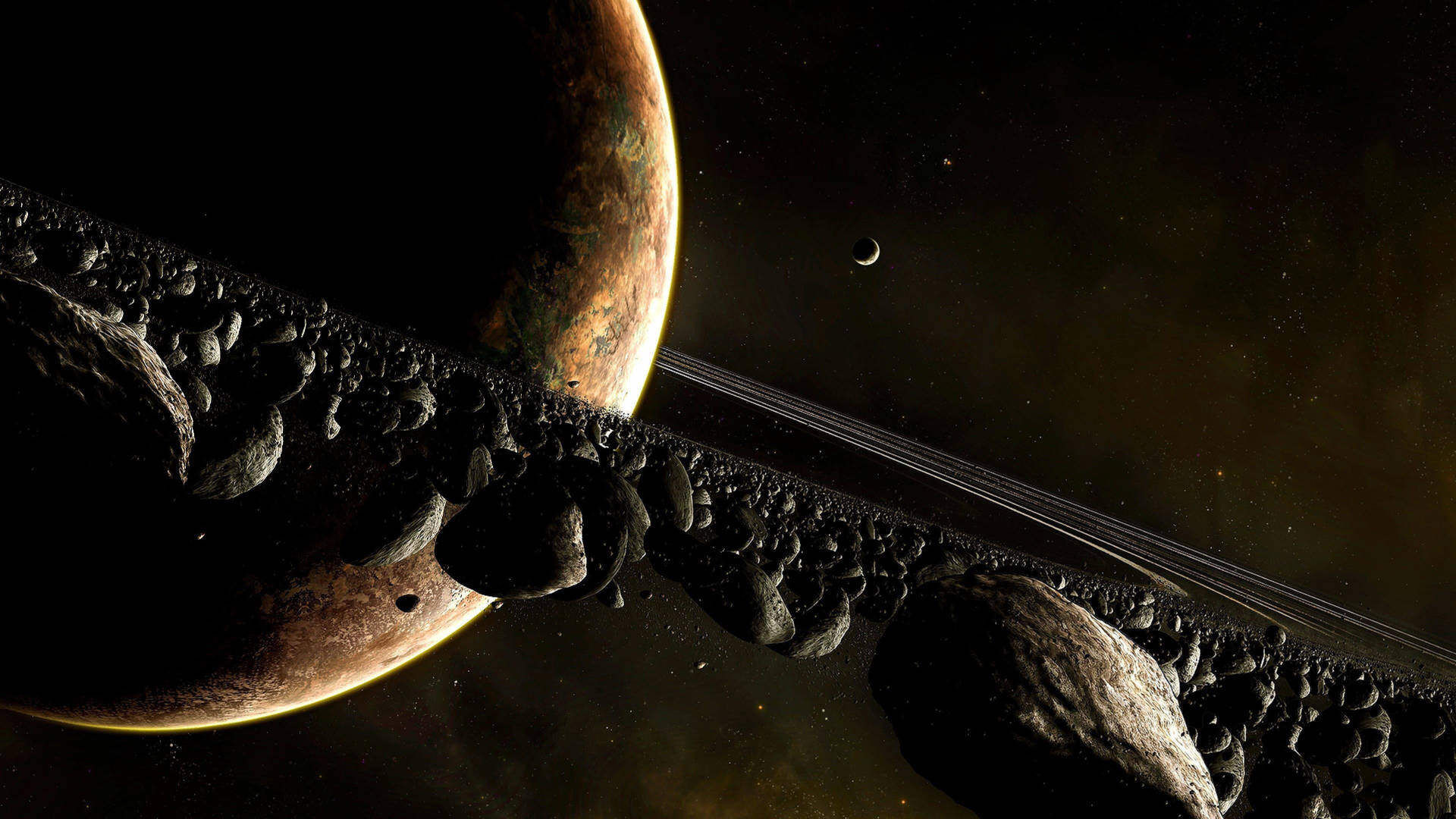 Asteroid Saturn 4k Background