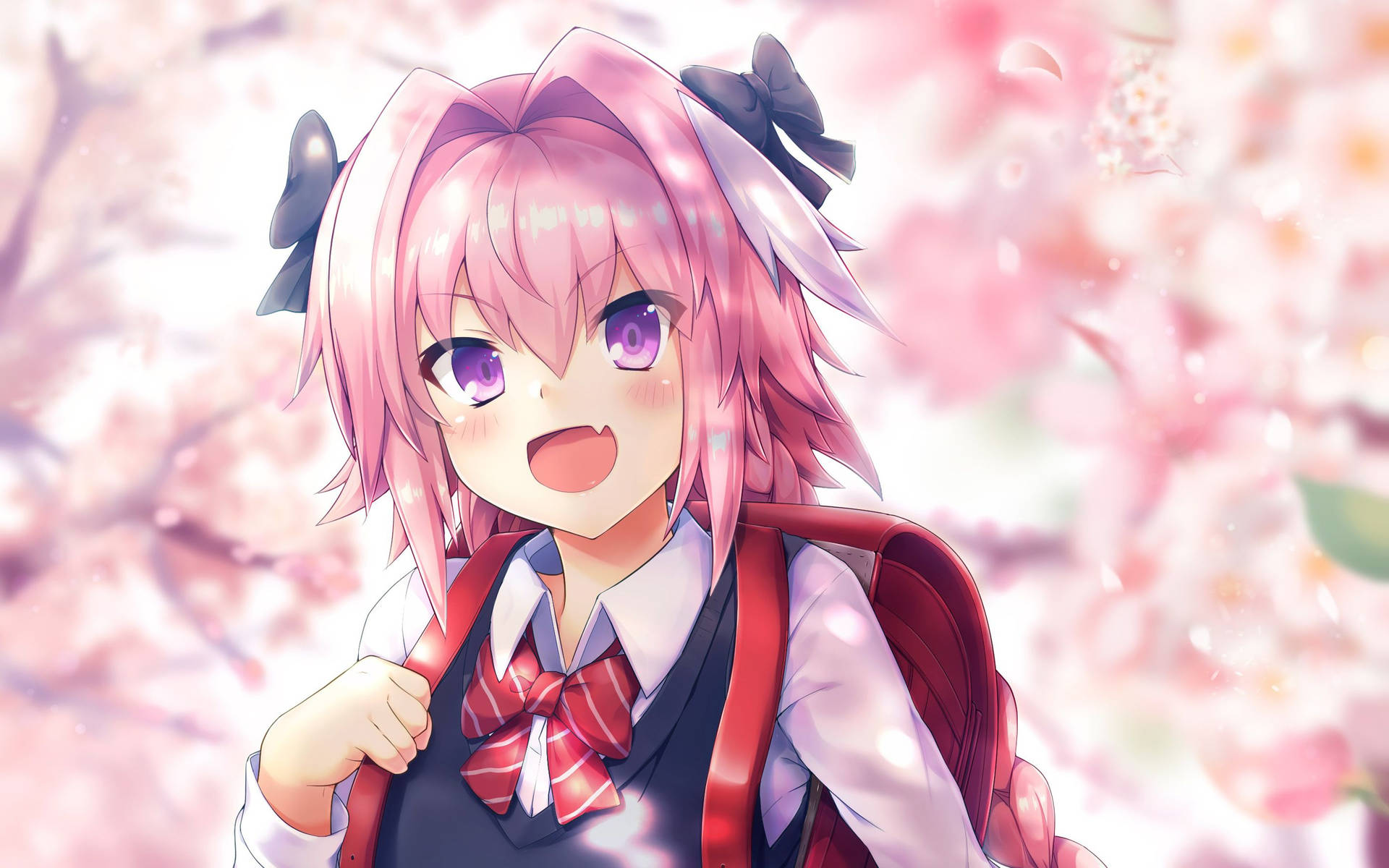Astolfo Schoolgirl With Sakura Wallpaper