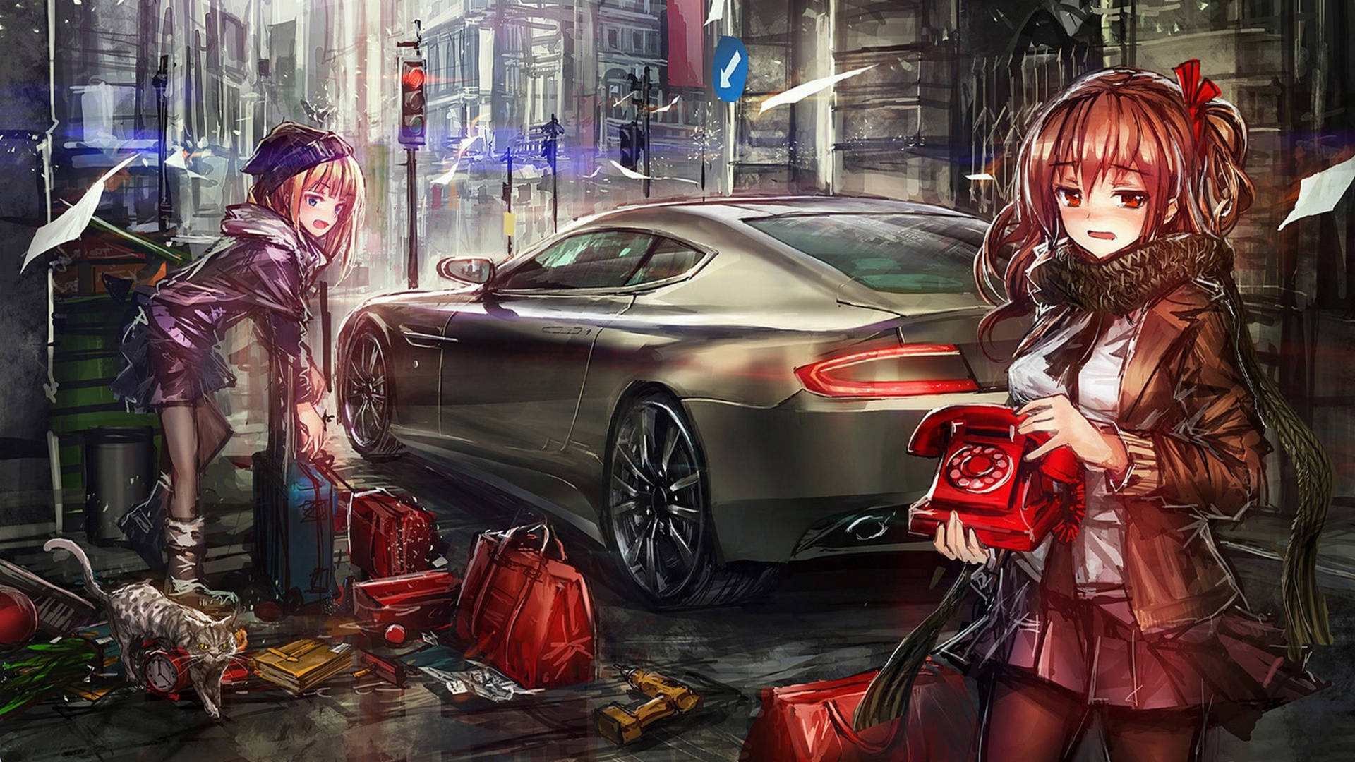 Aston Martin Anime Car Background