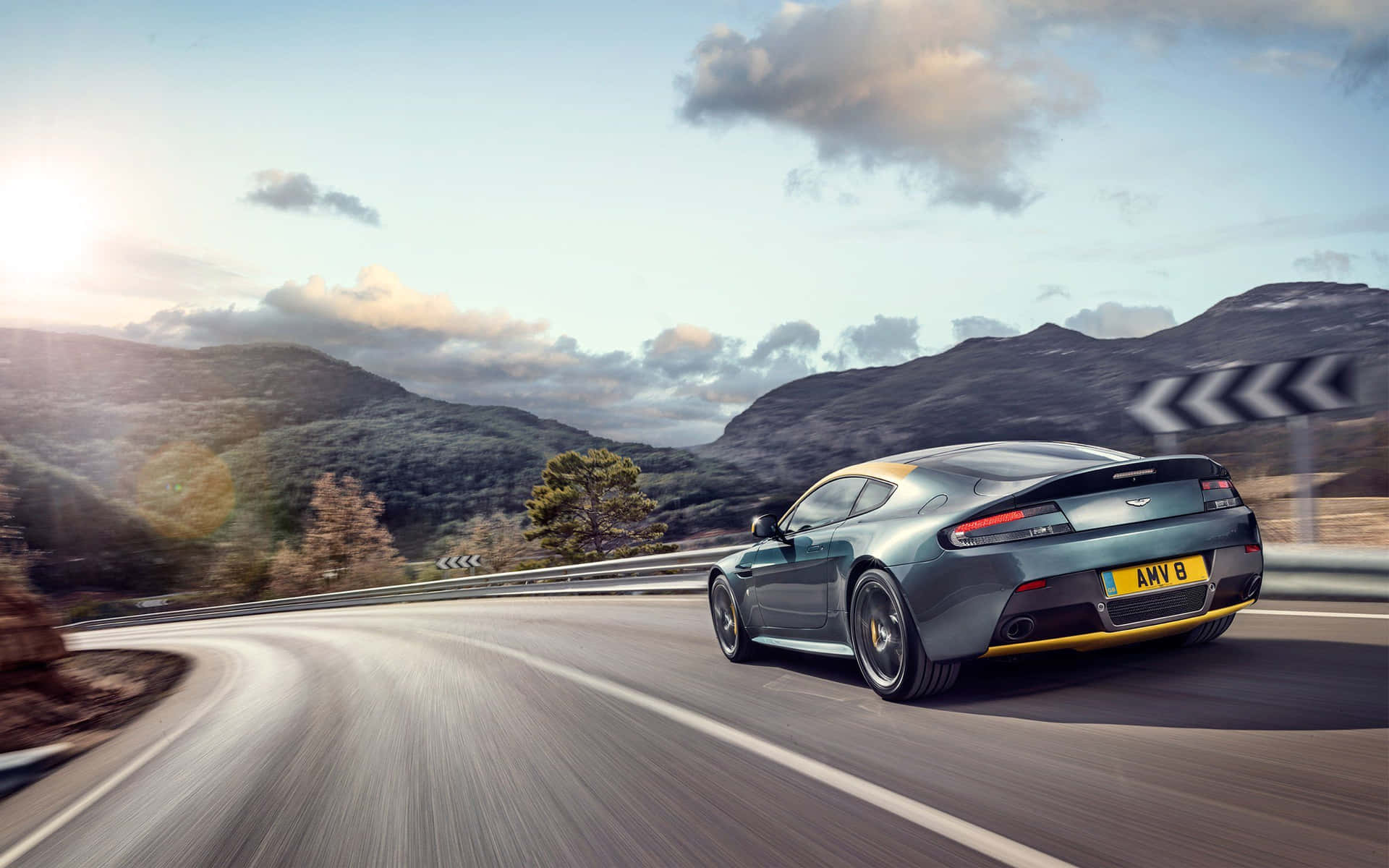 Sleek Aston Martin V12 Vantage in the Wild Wallpaper
