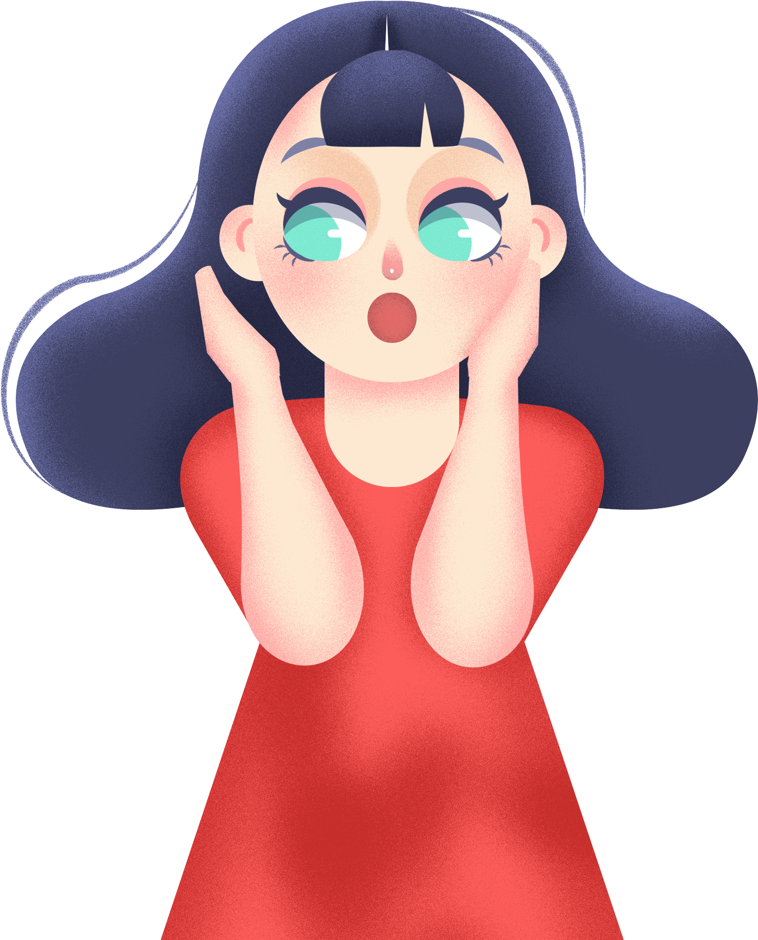 Astonished Cartoon Girl PNG