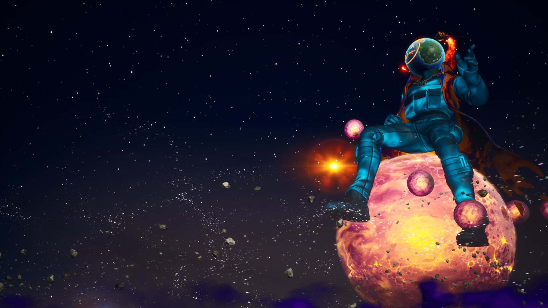 Et flot udsigt af Astro Jack i natten himmel. Wallpaper