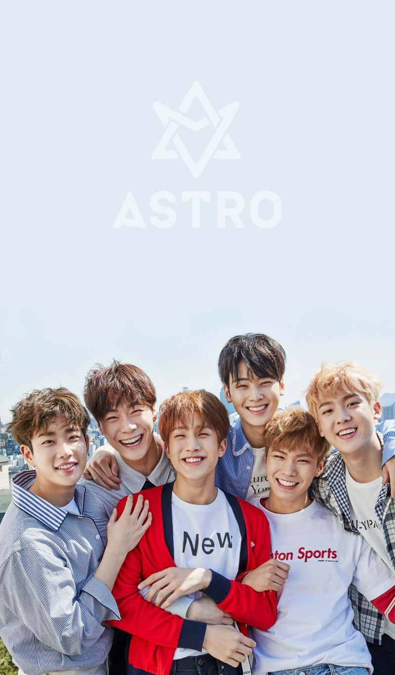 Astro Kpop Group Smiling Outdoors Wallpaper