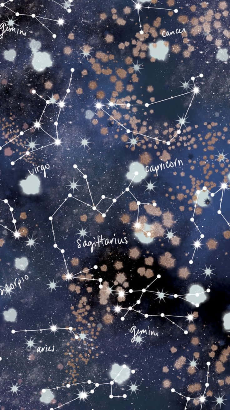 Blue And Gold Astrology iPhone Wallpaper