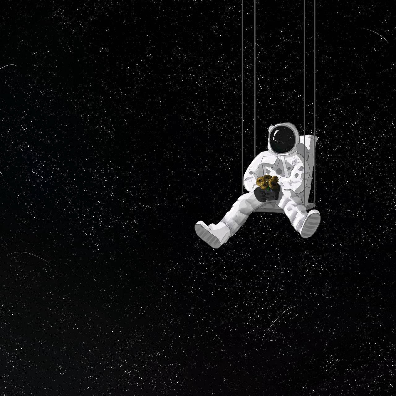 Astronaut Æstetik Med Solsikker Wallpaper