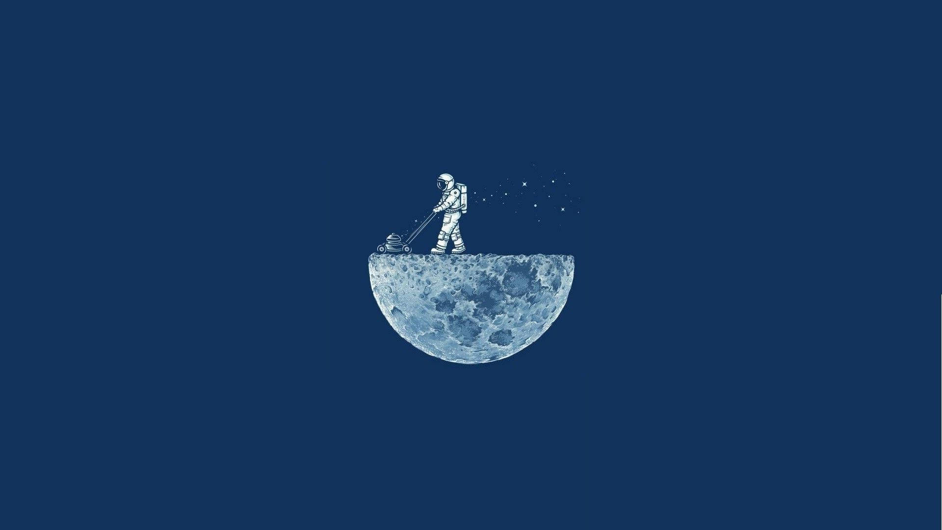 Astronaut Æstetisk Græsslåning Moon Wallpaper