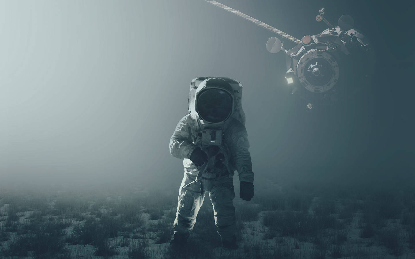 Astronaut Æstetisk Med Space Rover Wallpaper