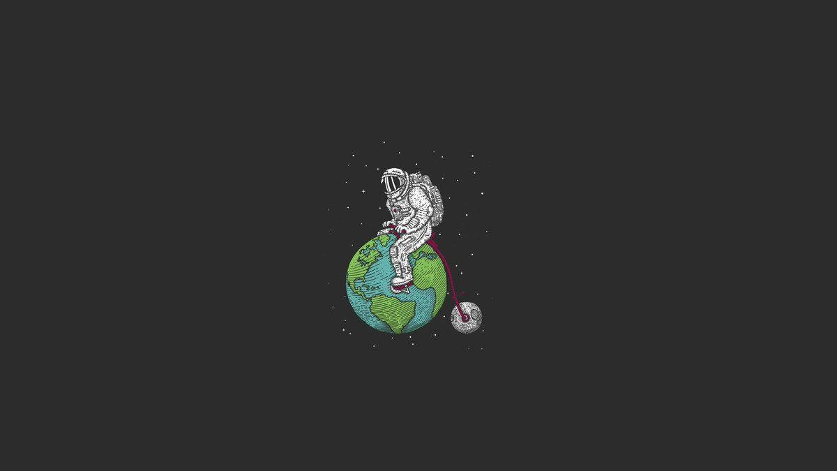 Astronaut Aesthetic Earth And Moon Wallpaper