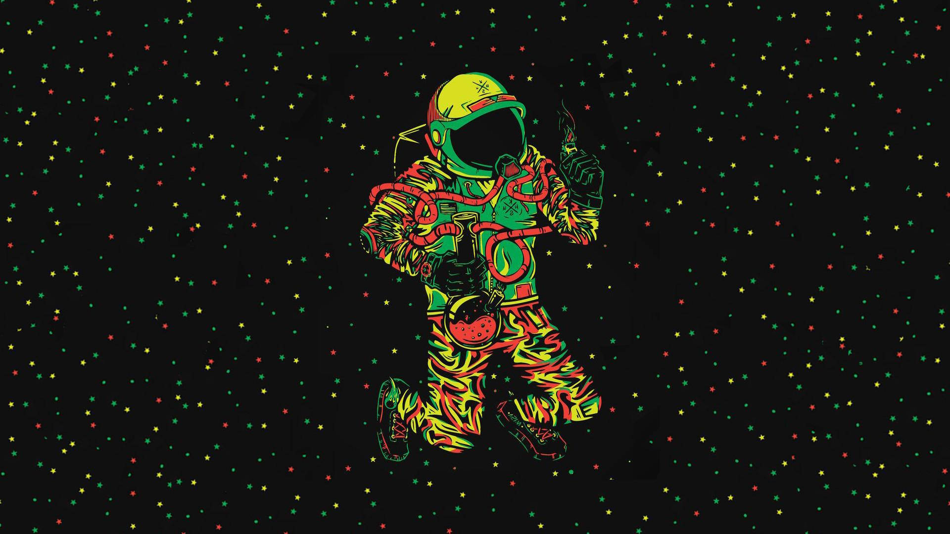 Astronaut Aesthetic Green Suit Wallpaper