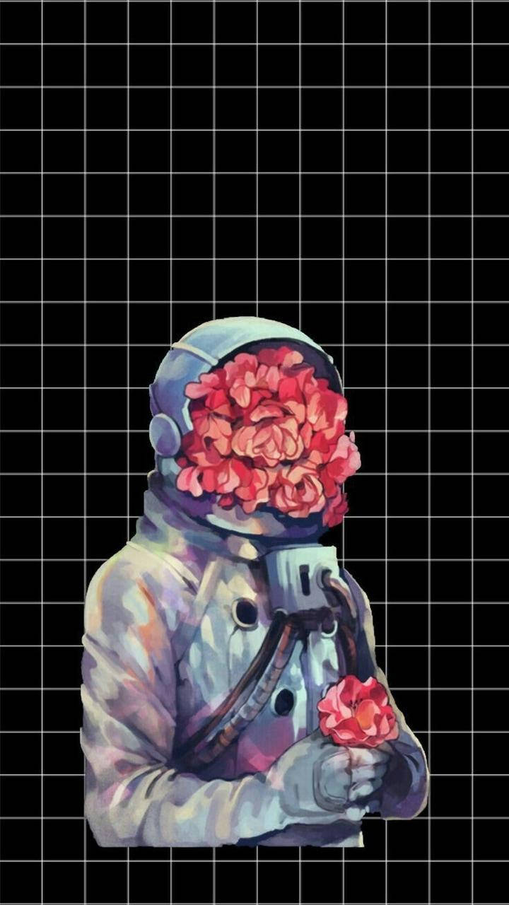 Astronaut Aesthetic With Roses Wallpaper