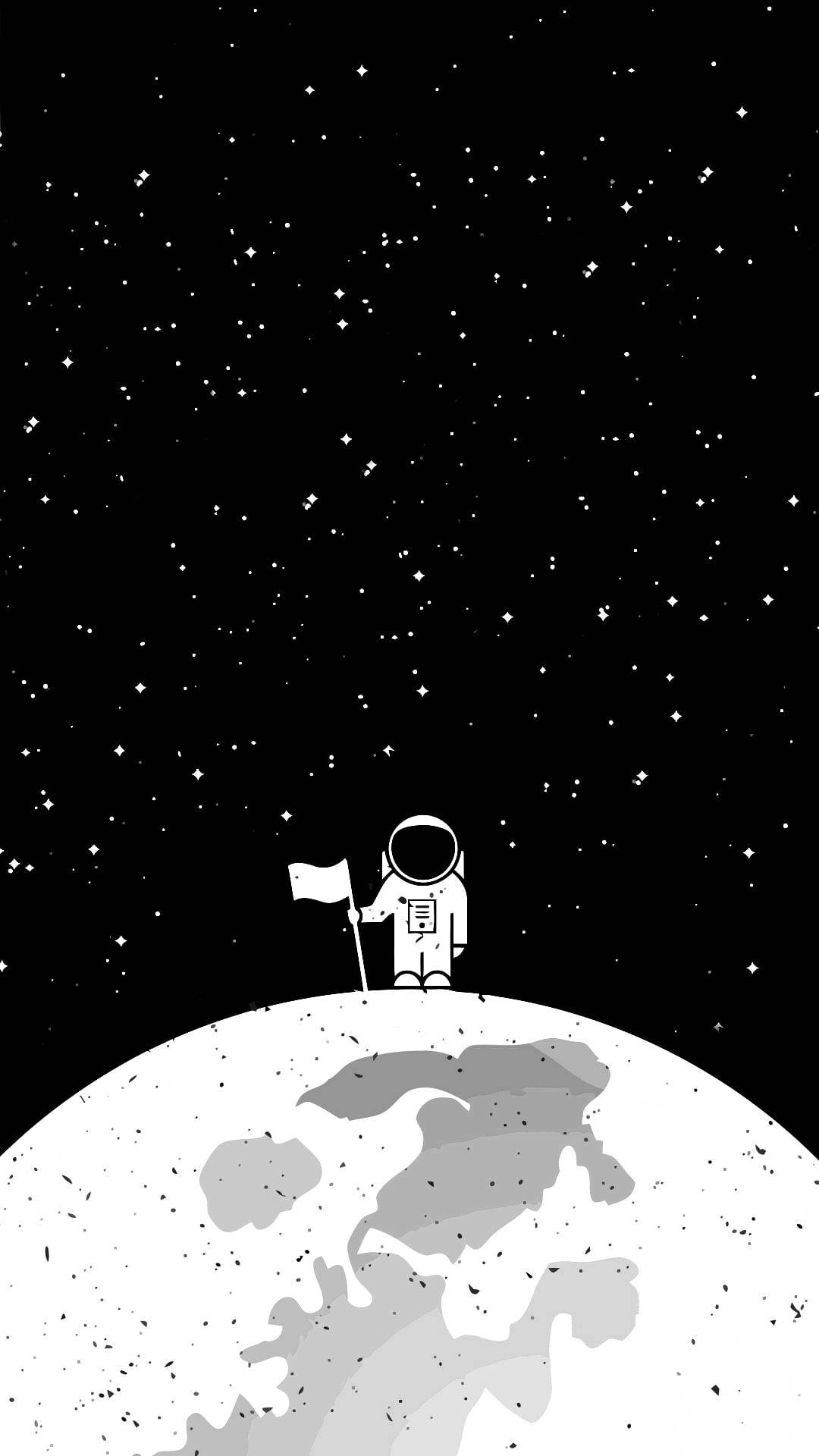 Astronaut And Moon Galaxy Iphone Wallpaper