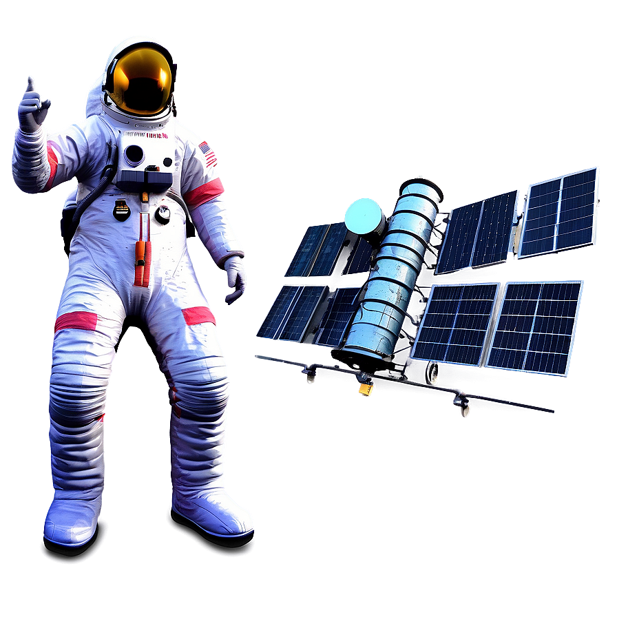 Astronaut And Satellite Png 05212024 PNG