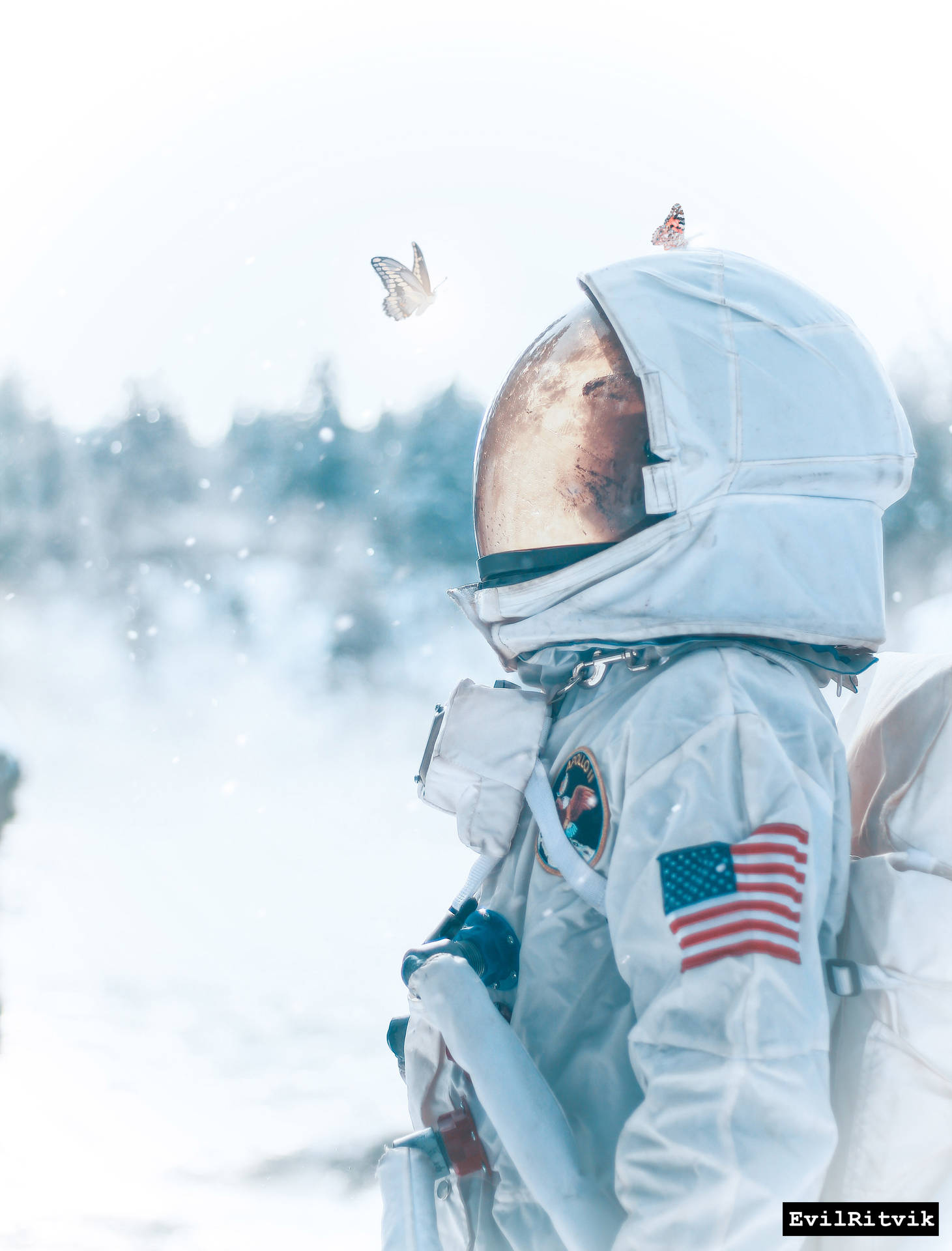 Astronaut Butterfly In Snow Wallpaper