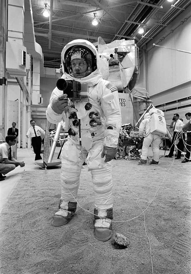 Astronaut Buzz Aldrin Spacesuit Training Wallpaper