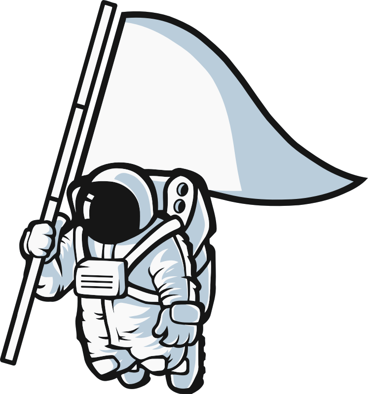 Astronaut Cartoon Holding Flag PNG