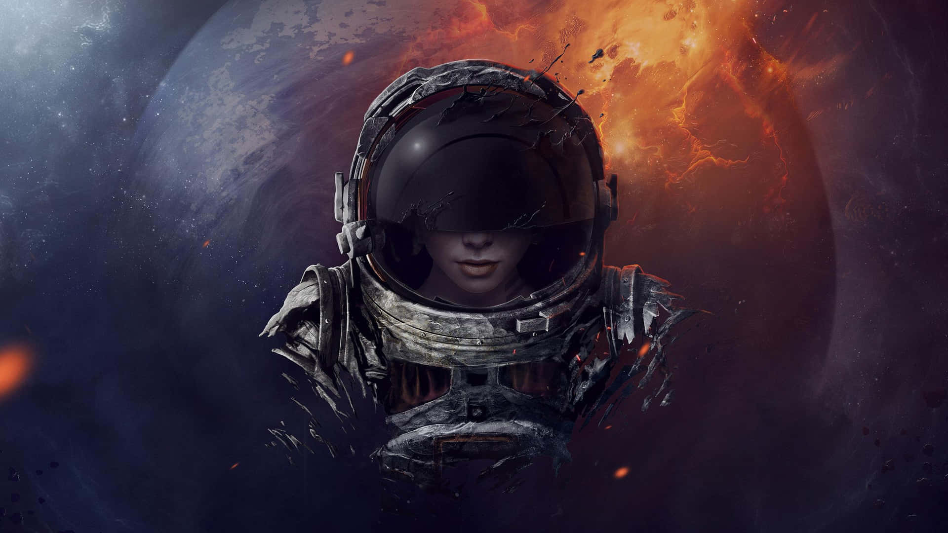 A close-up of an astronaut in outer space Wallpaper