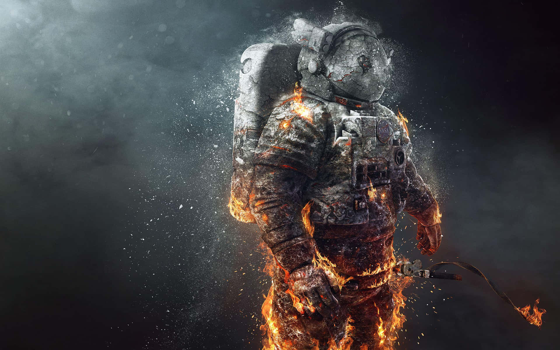 Astronaut On Fire Desktop Wallpaper