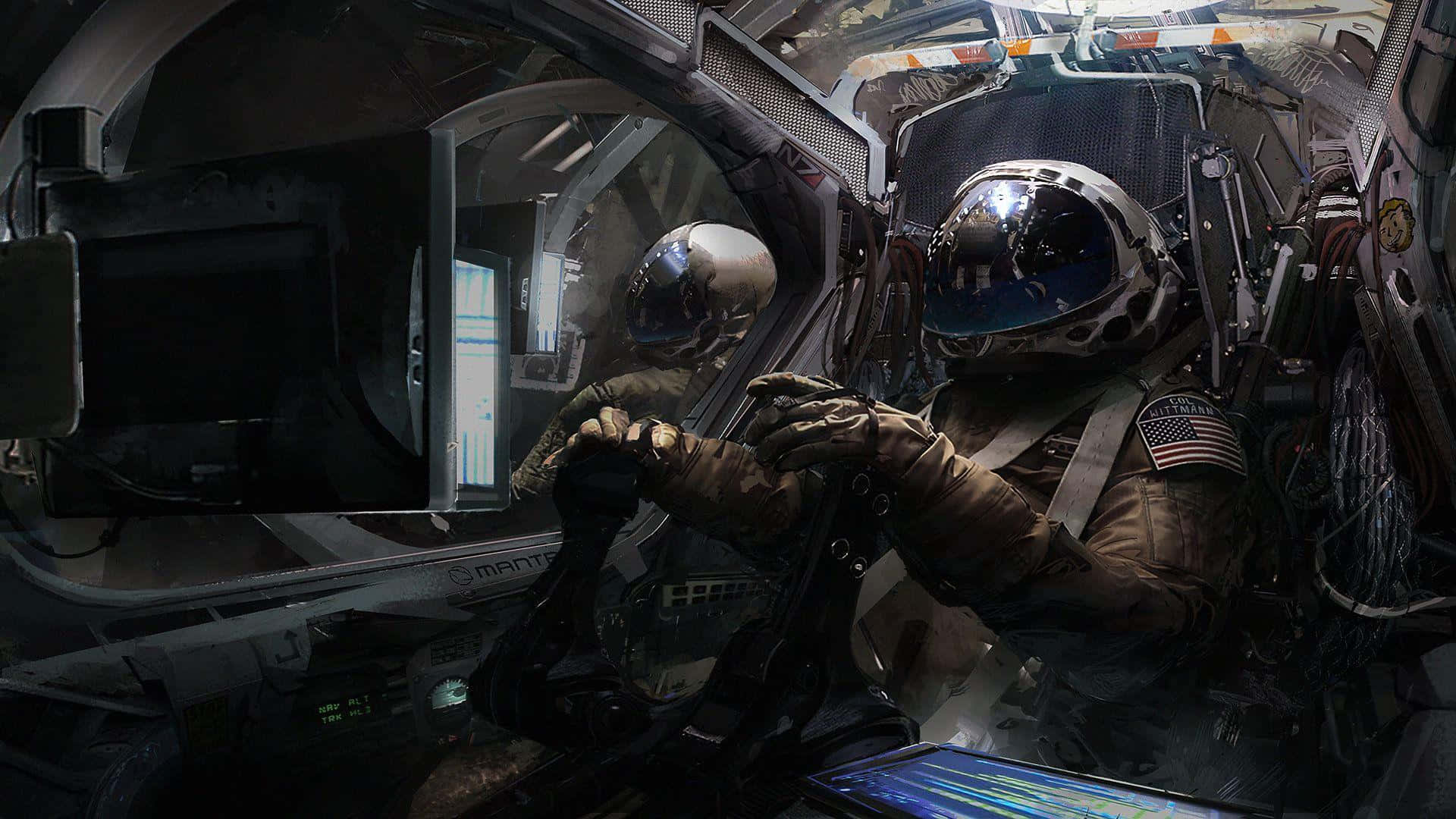 En astronaut svævende i vækstløs tilstand Wallpaper