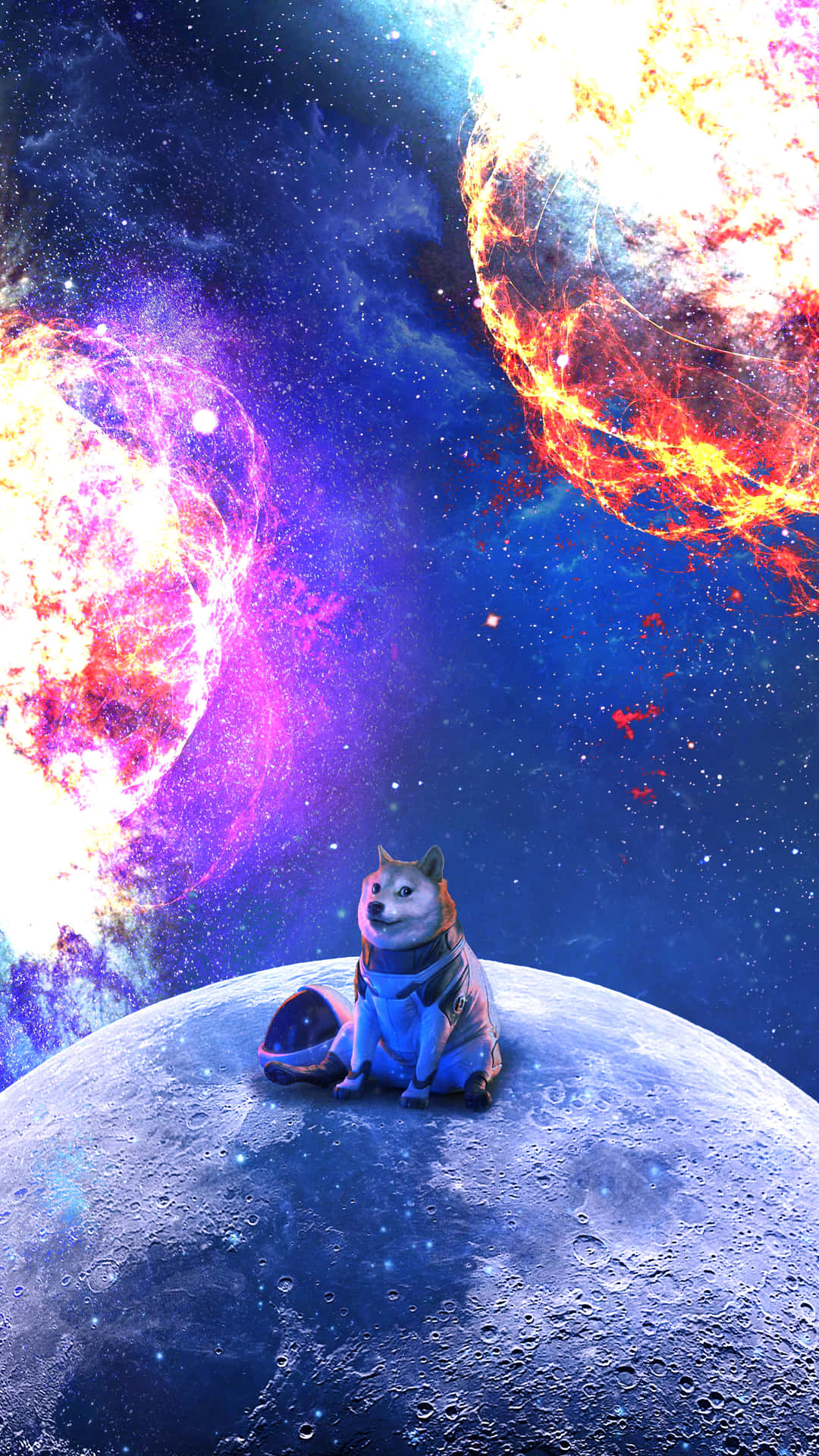 Astronaut Doge With Planets Wallpaper