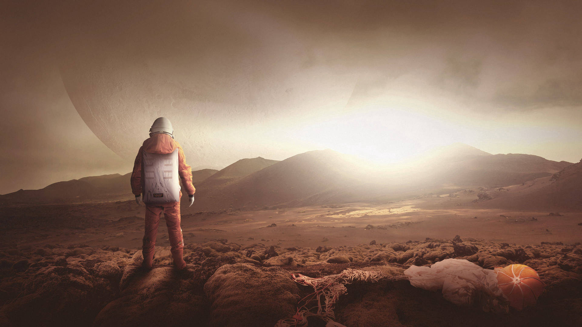 Astronaut Exploring Mars Wallpaper