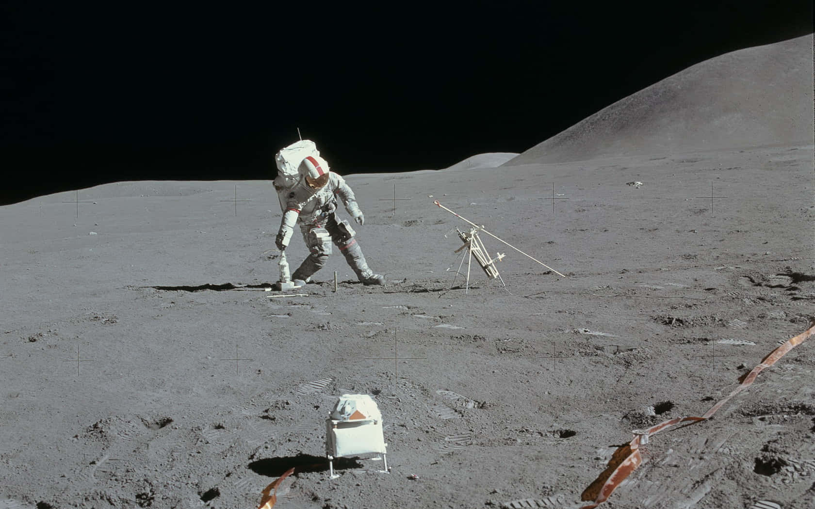 Astronaut Exploring The Lunar Surface Wallpaper