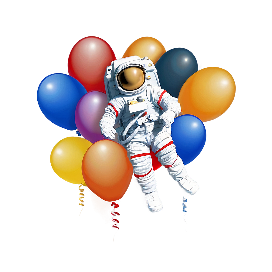 Astronaut Floating With Balloons Png Kts12 PNG