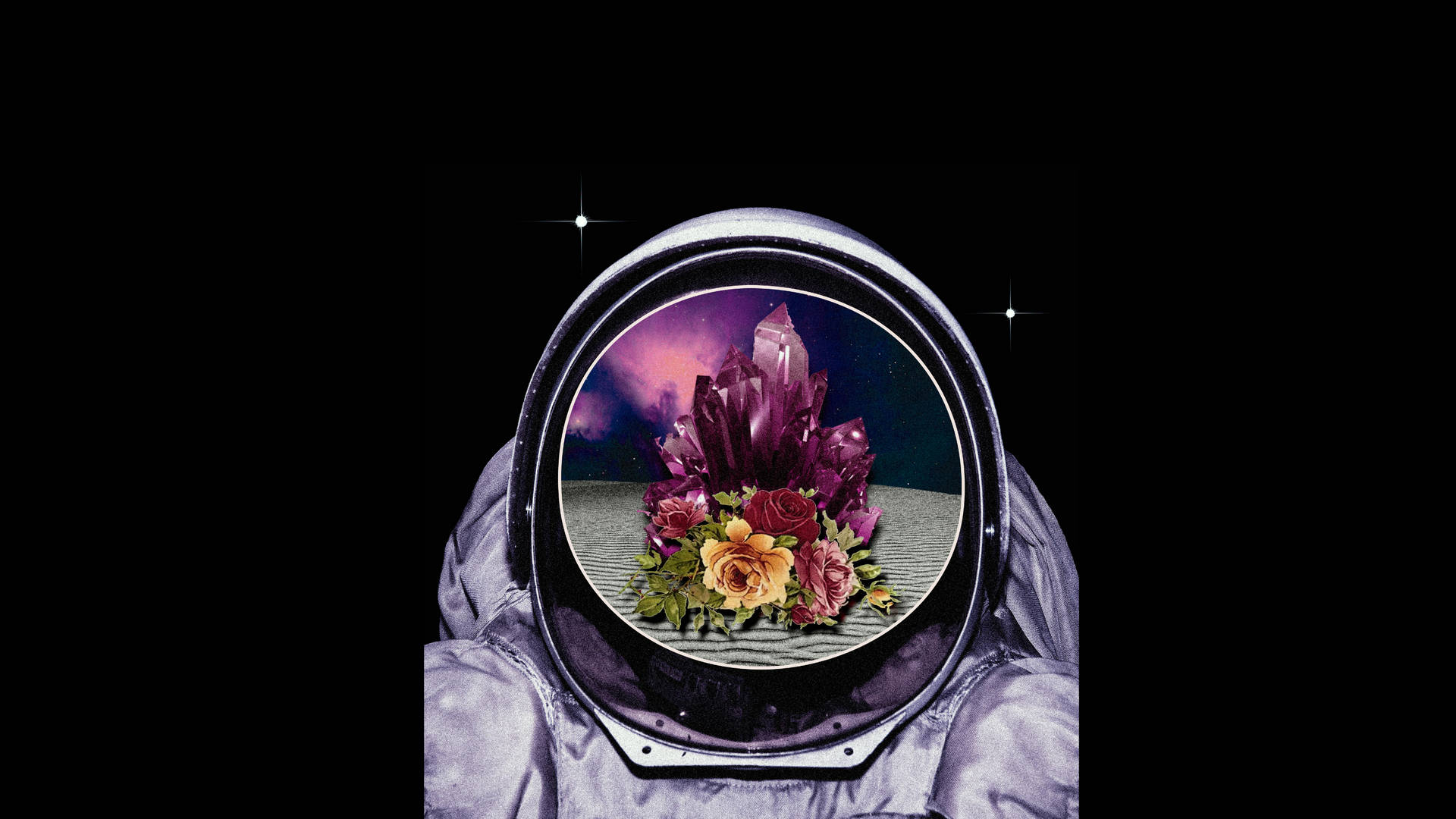 Astronaut Flower Helmet Aesthetic Wallpaper