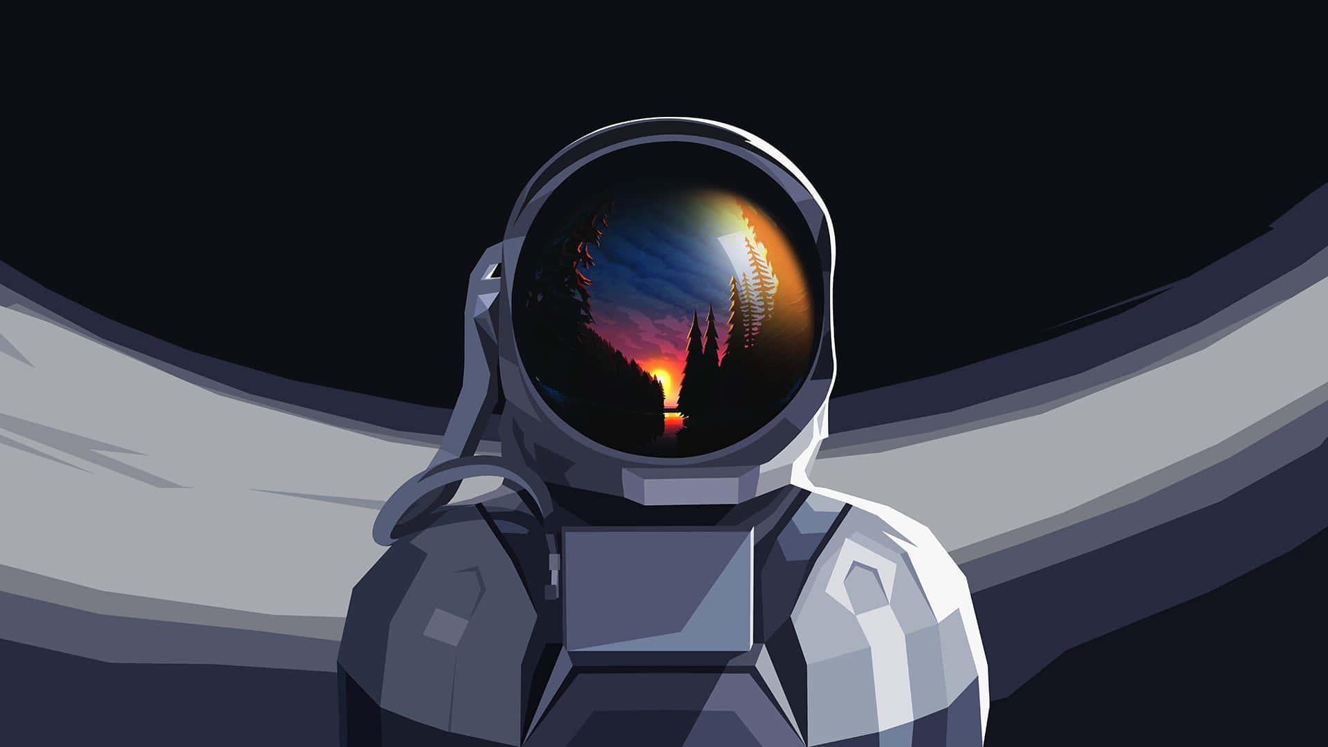 Astronaut Gazingat Earth Reflection Wallpaper