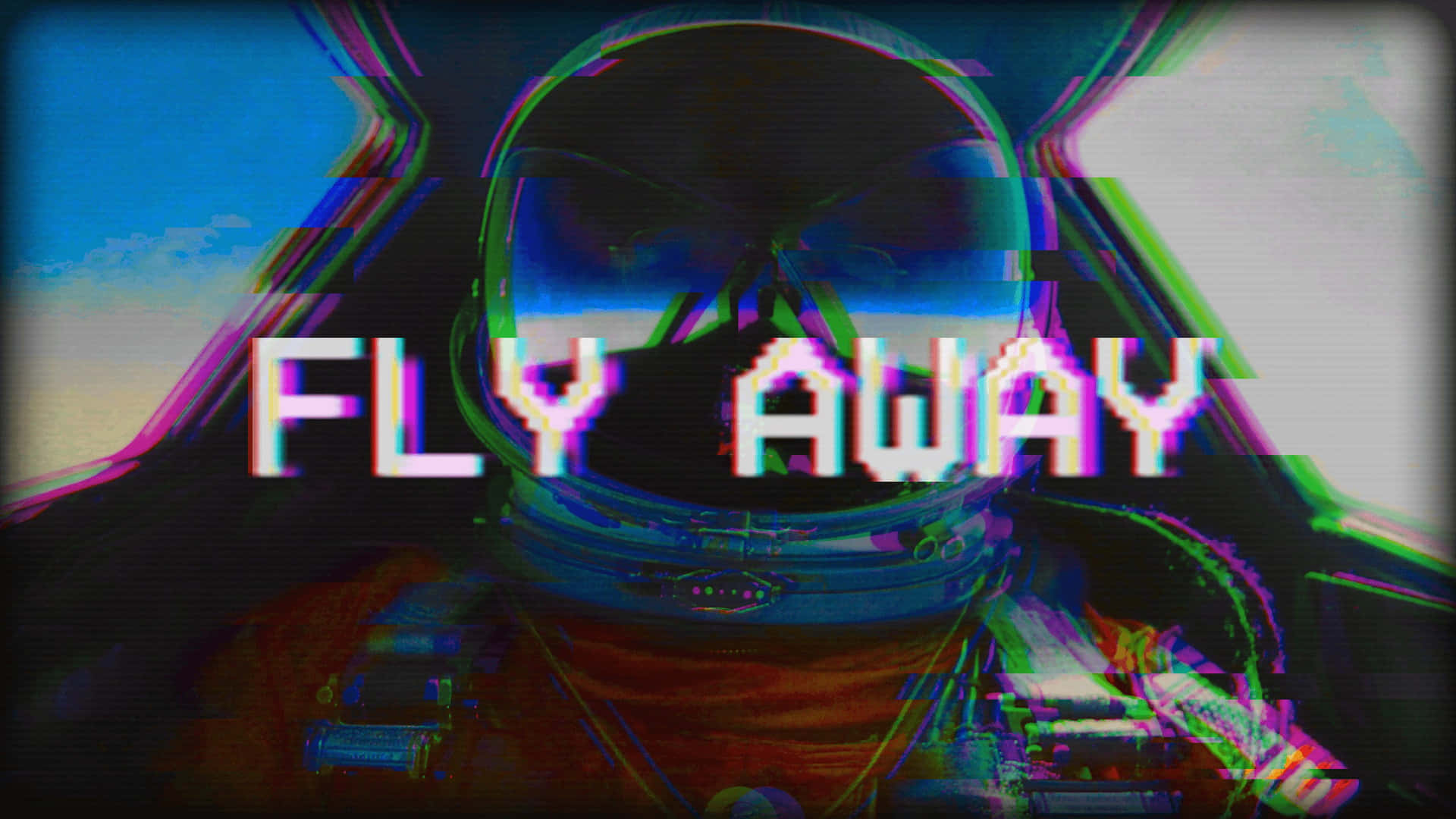 Astronaut Glitch Art Fly Away Wallpaper