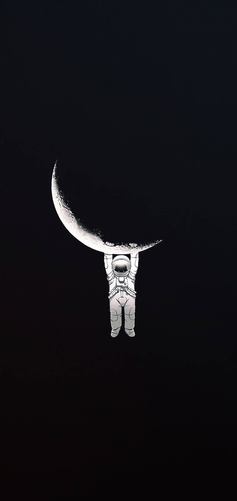 Astronaut Hanging On Moon Cool Black Background