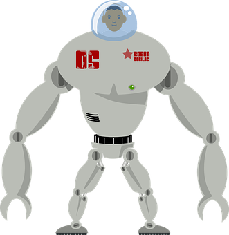 Astronaut Headed Robot Illustration PNG