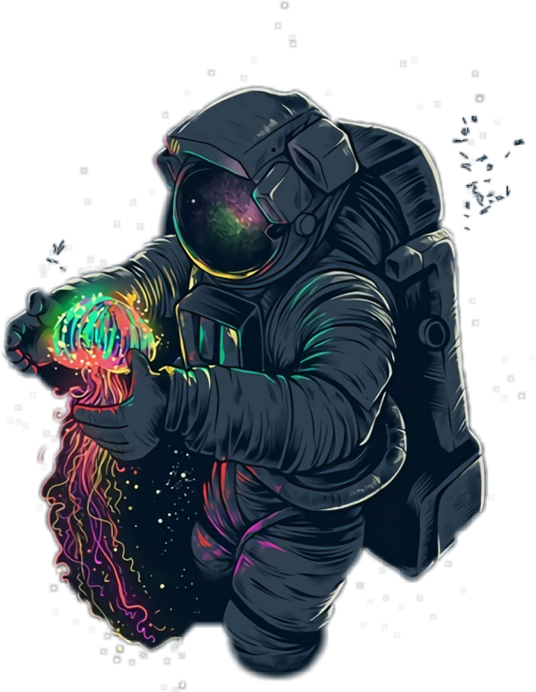 Astronaut Holding Cosmic Energy Illustration PNG