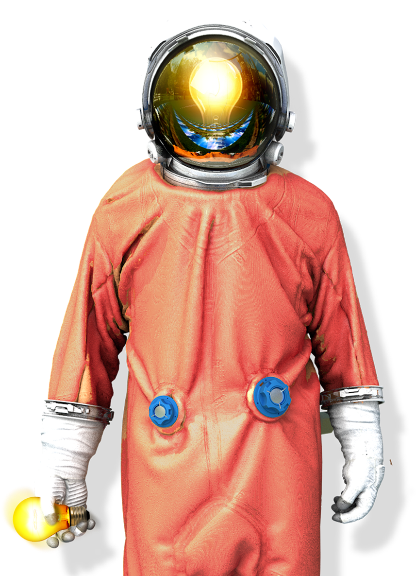 Astronaut Holding Light Bulb PNG