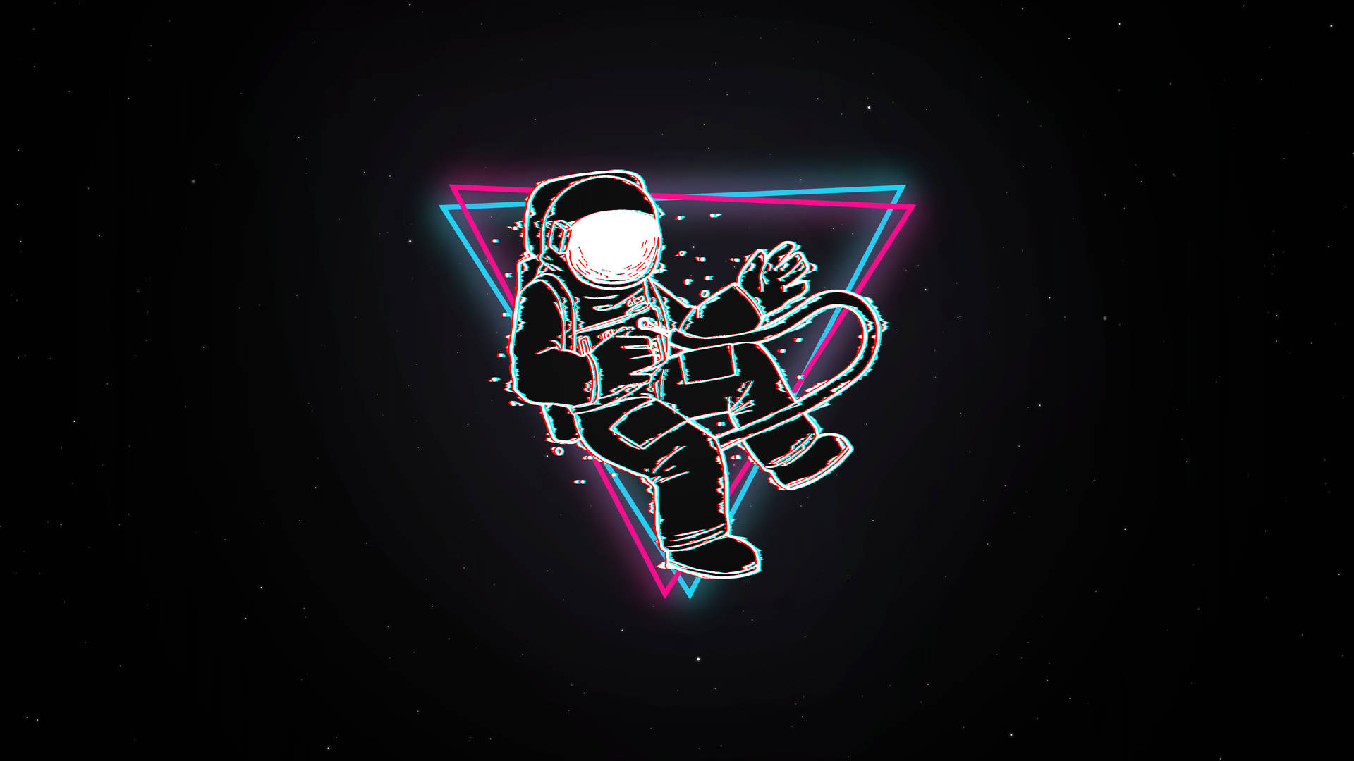 Astronaut In Retro Glitch Space Wallpaper