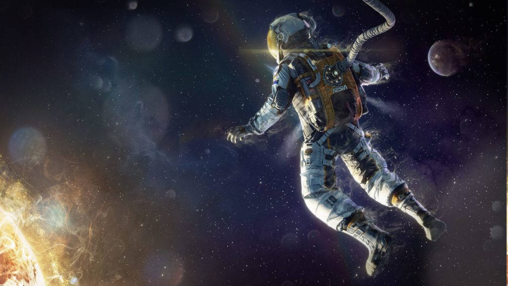 Astronautim Weltraum, Der Der Sonne Entgegenblickt Wallpaper
