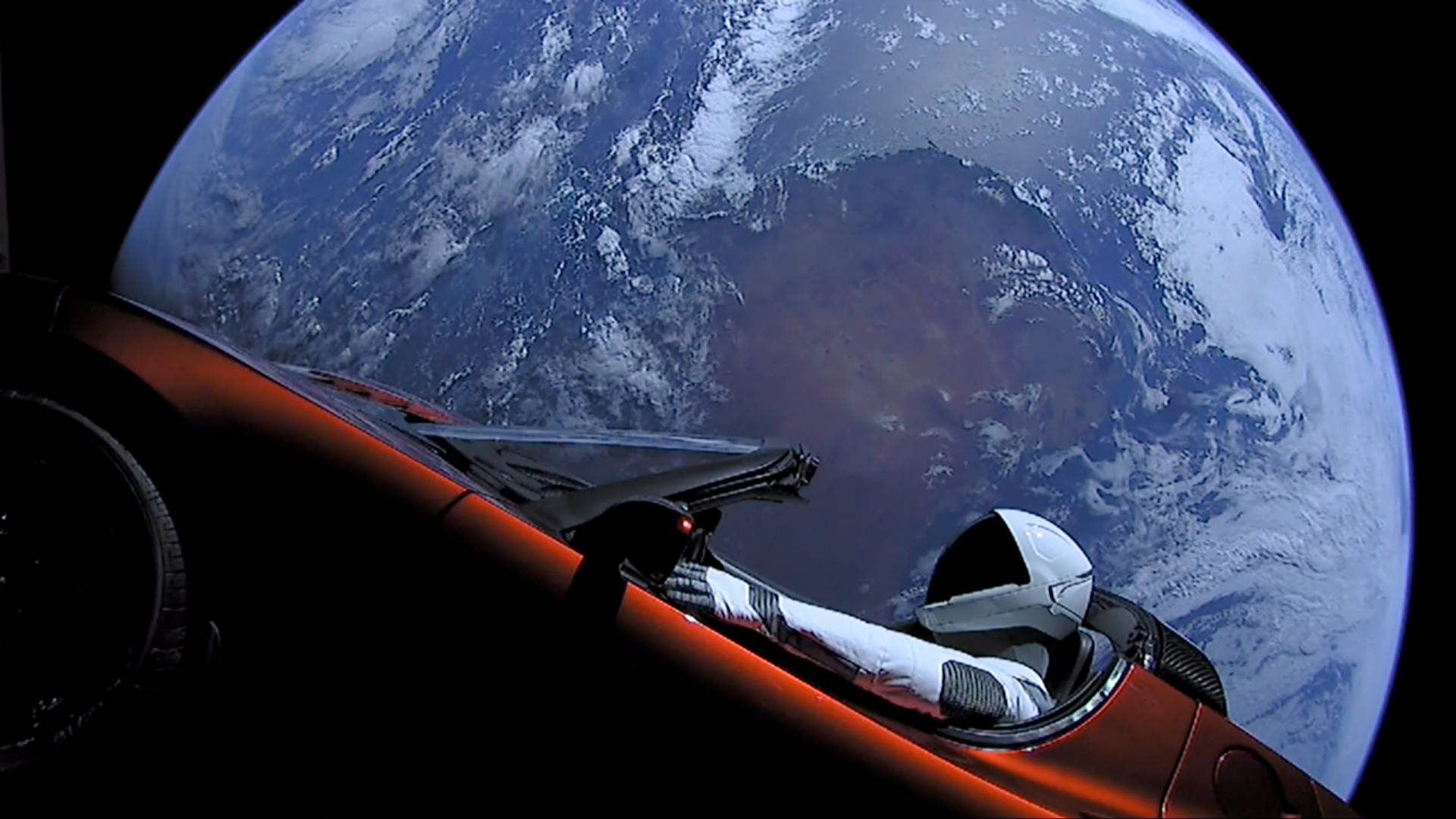 Astronautim Weltraum Fährt Auto. Wallpaper