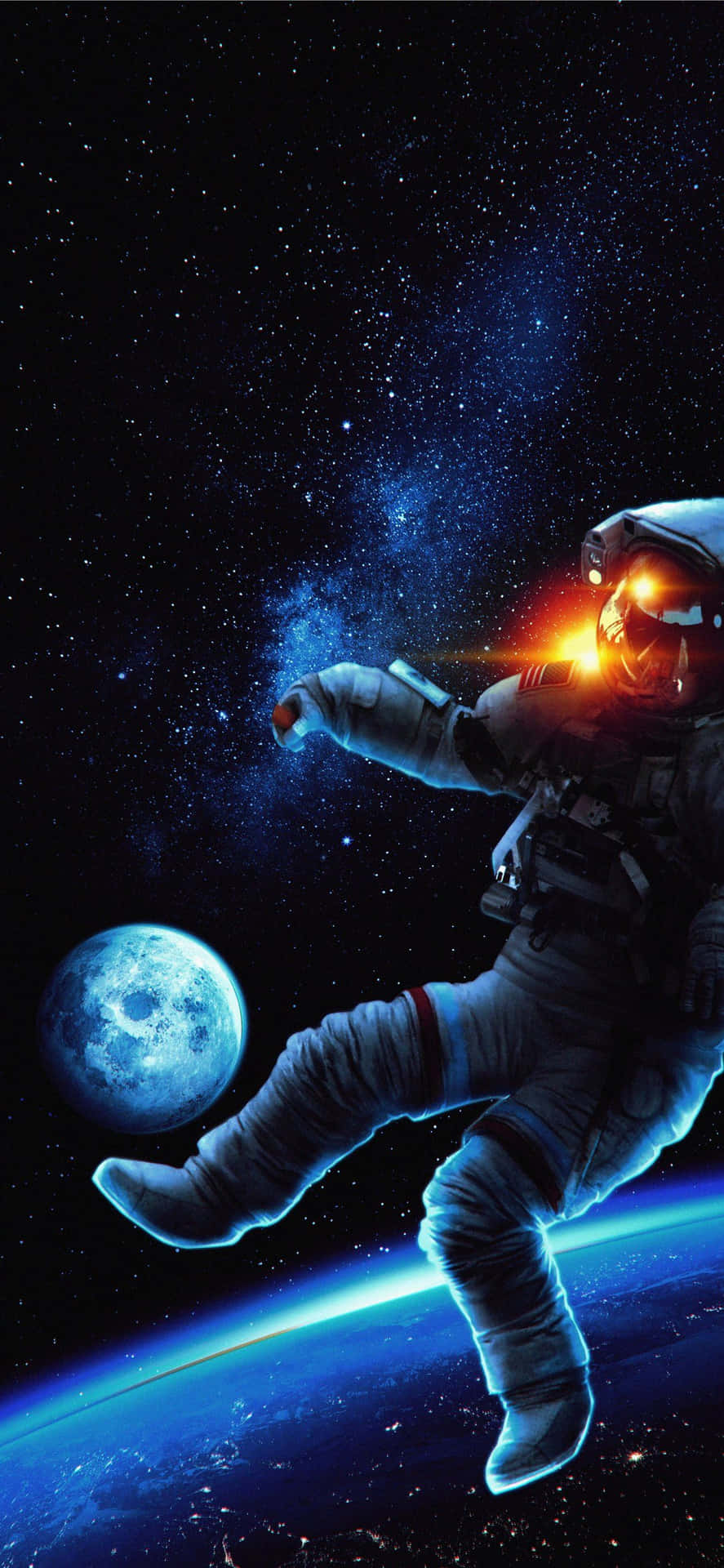 Mondund Erde Mit Astronaut Auf Dem Iphone. Wallpaper