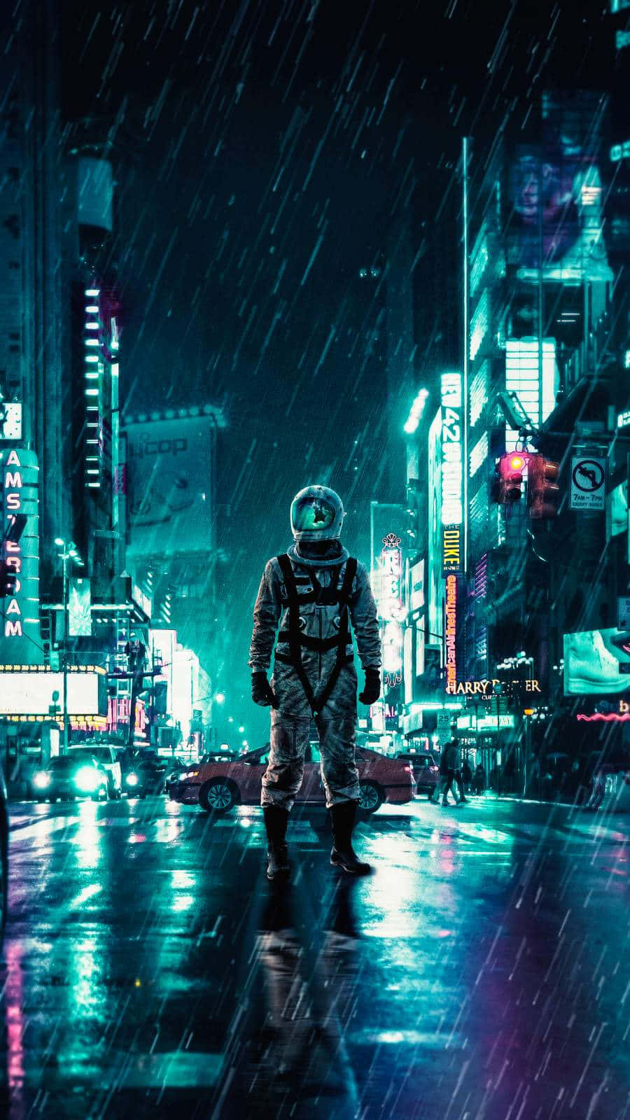 Surrounded by space, an astronaut takes the chance to take a quick call. Wallpaper