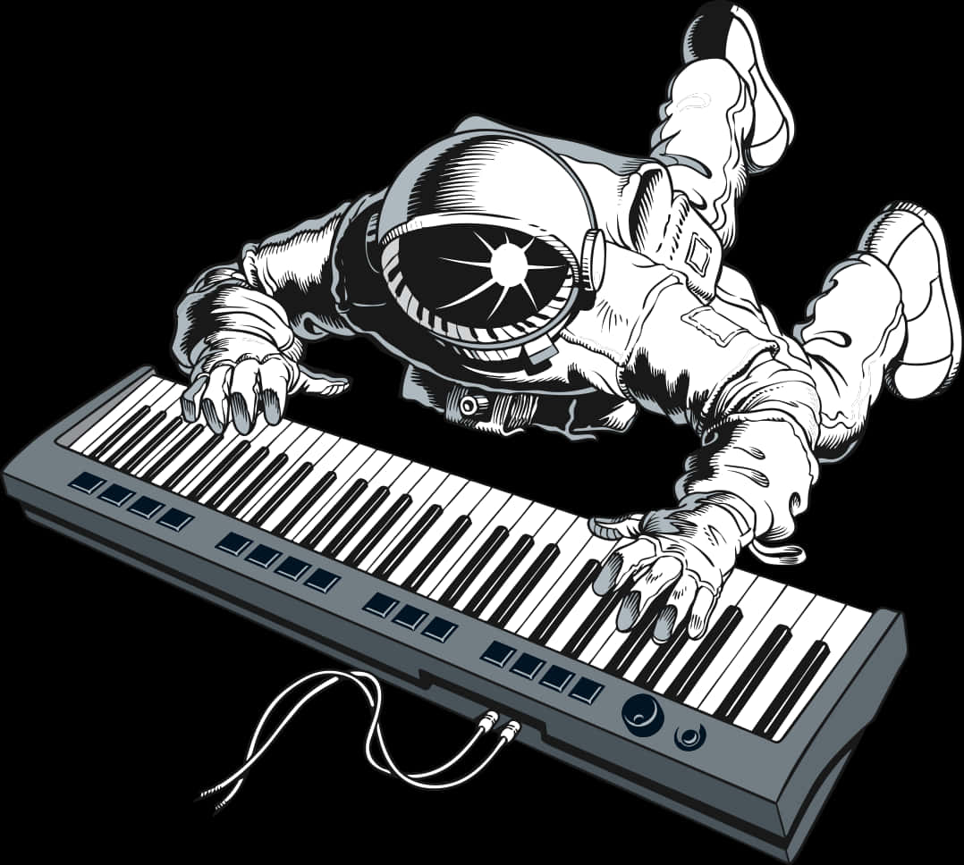Astronaut Keyboard Performance PNG