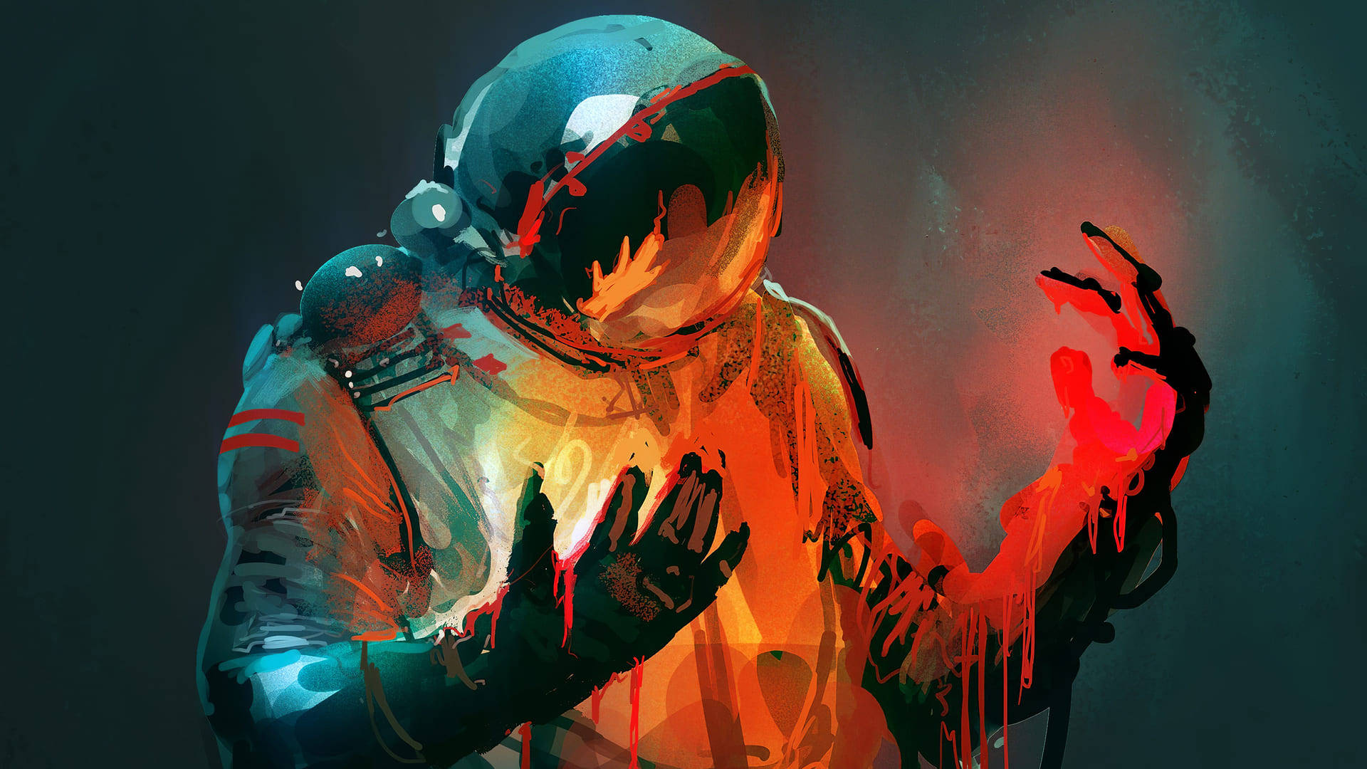 Astronautschmilzt Mit Gouache-kunst Wallpaper