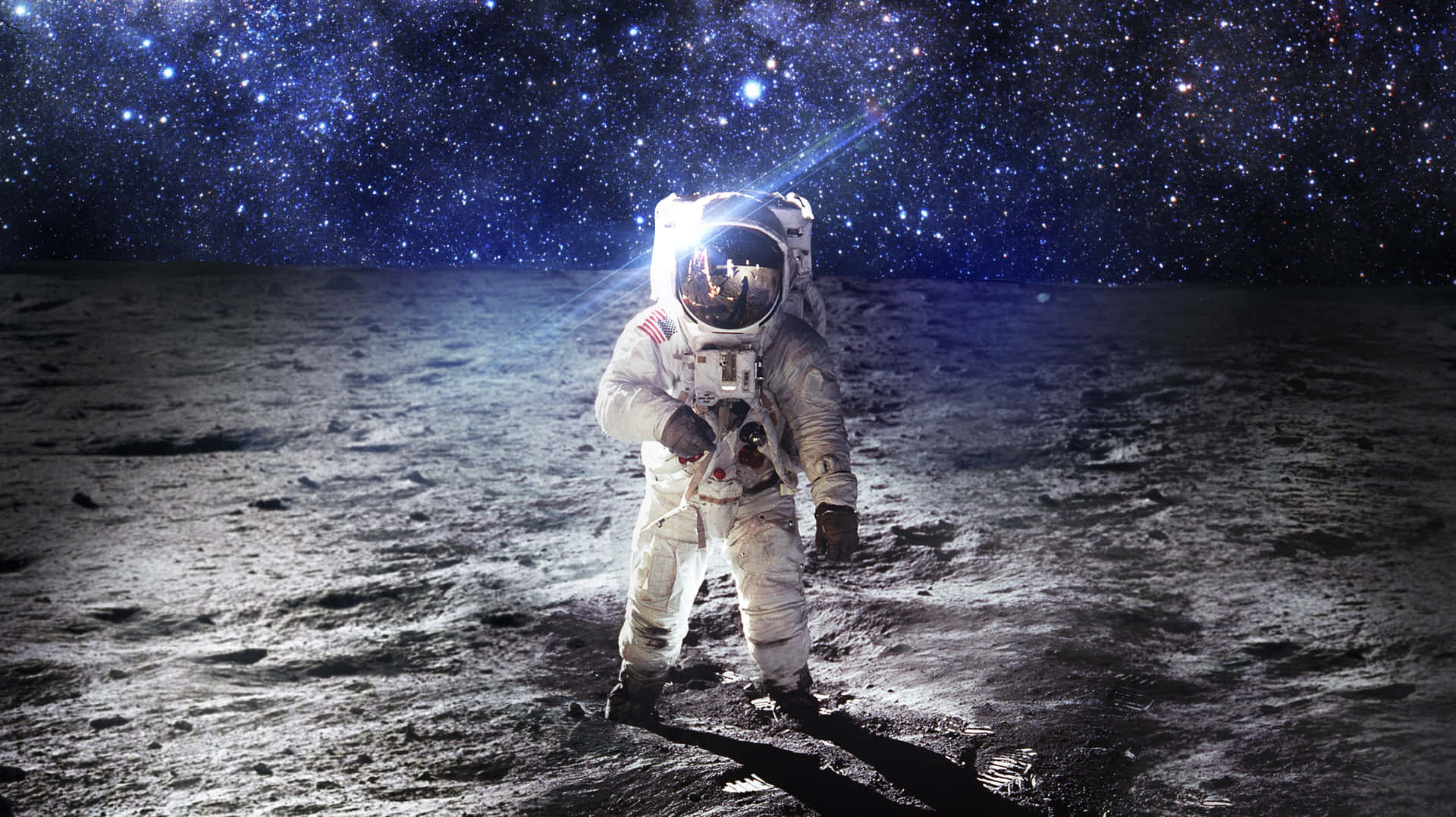 Astronaut Moonwalk Starry Sky Wallpaper