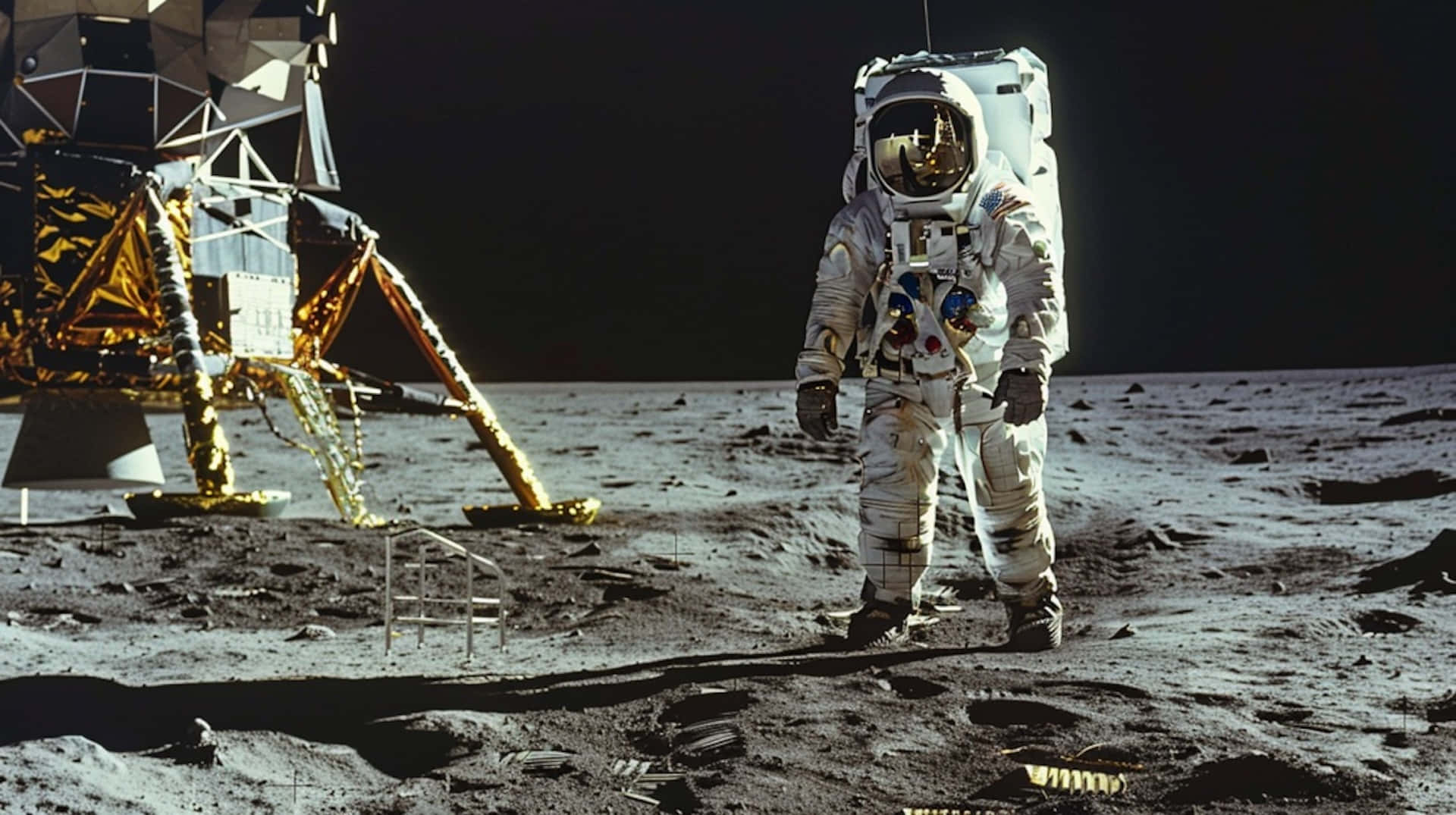 Astronaut Near Lunar Module On Moon Wallpaper