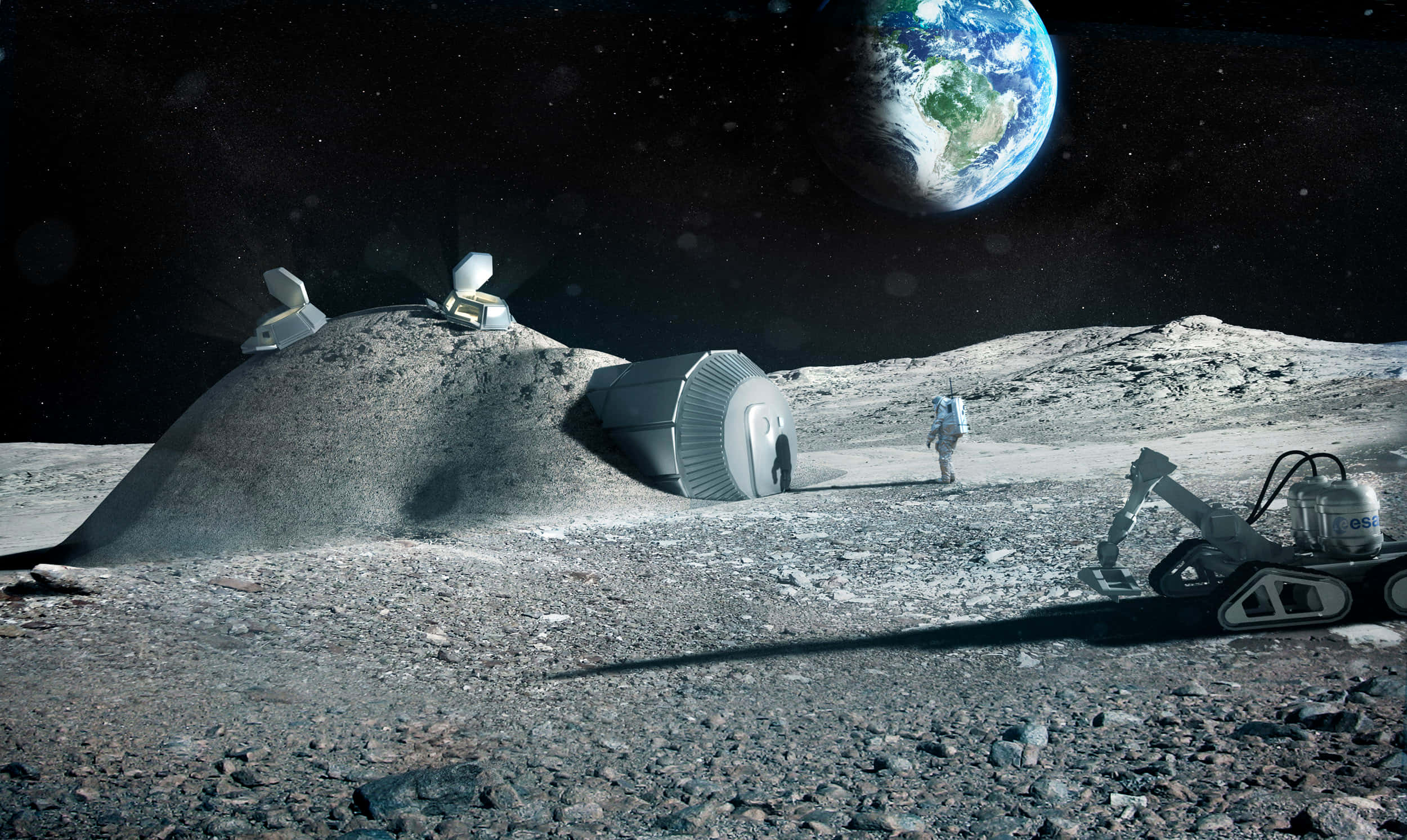 Astronaut Observing Lunar Landscape Wallpaper