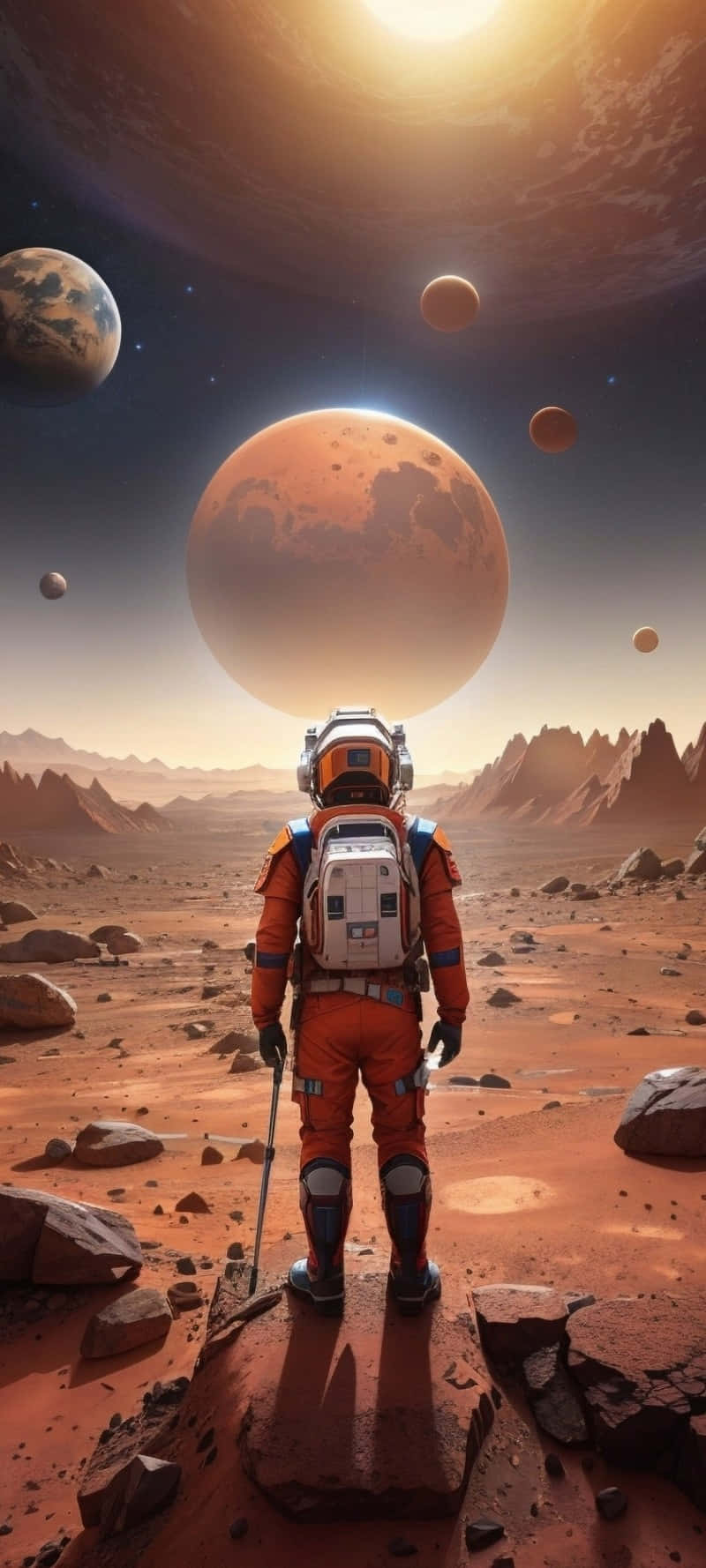 Astronaut_on_ Martian_ Landscape Wallpaper