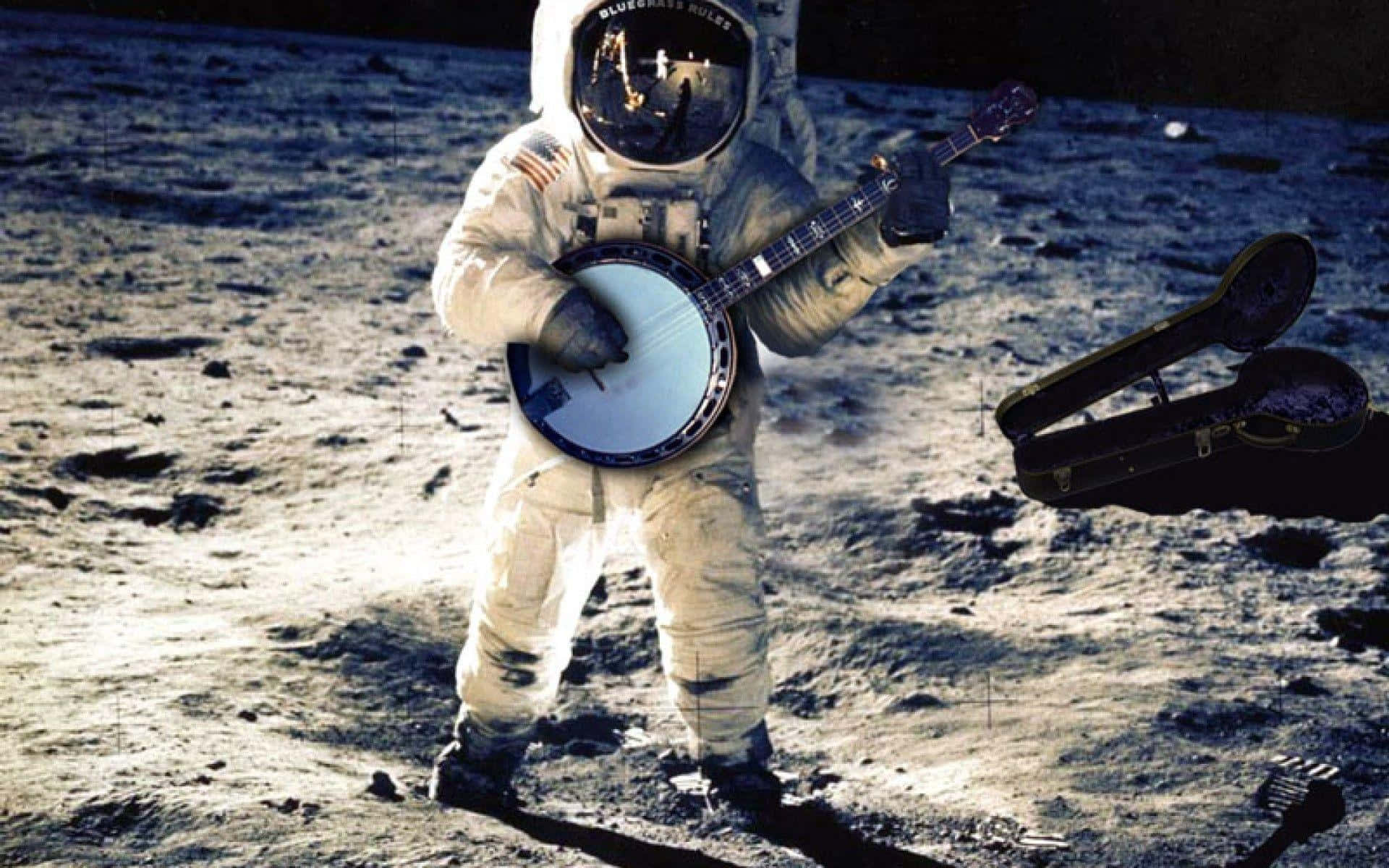 Astronaut Playing Banjo On Moon Wallpaper