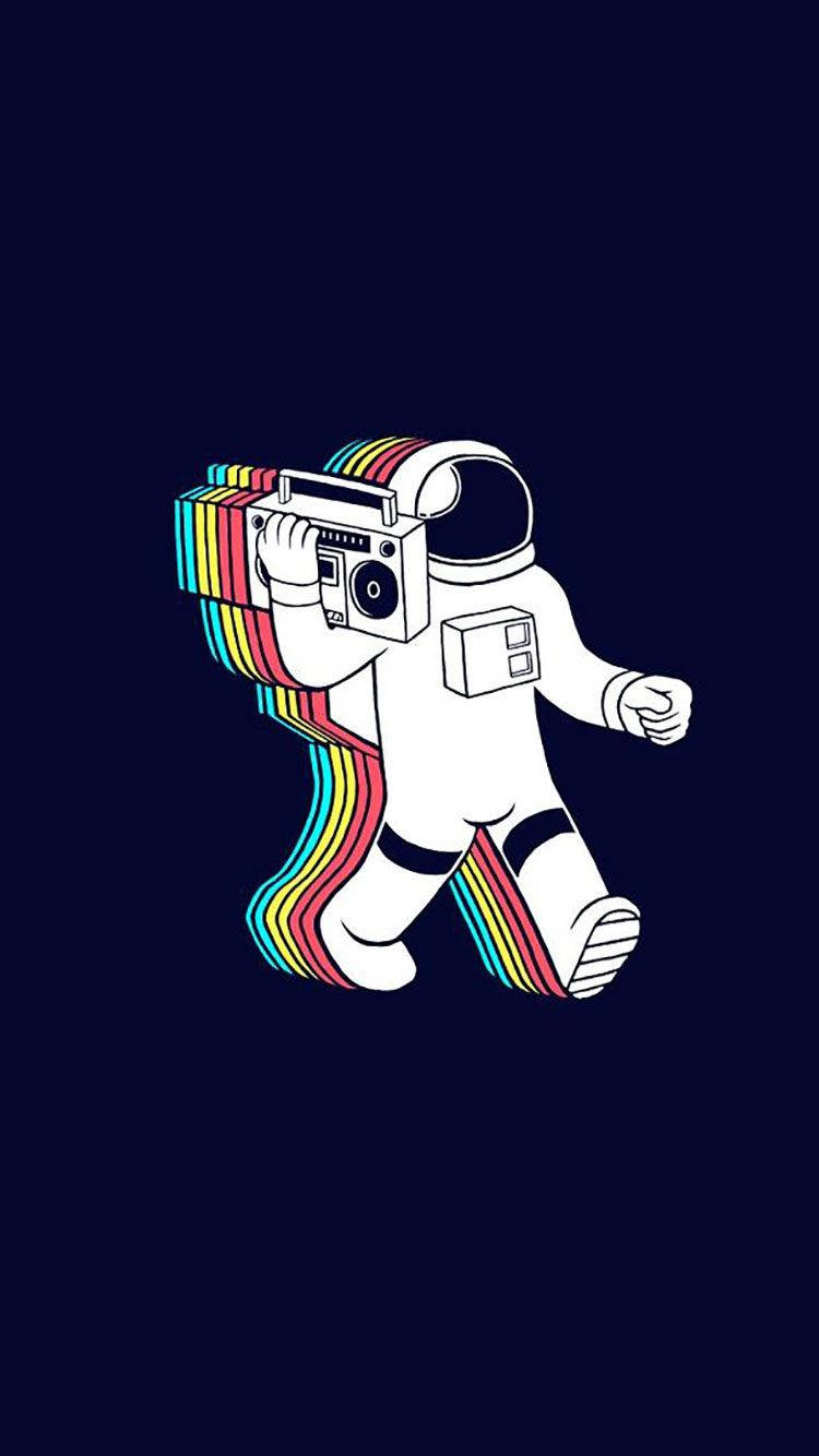 Astronautretro Ästhetik Iphone Wallpaper