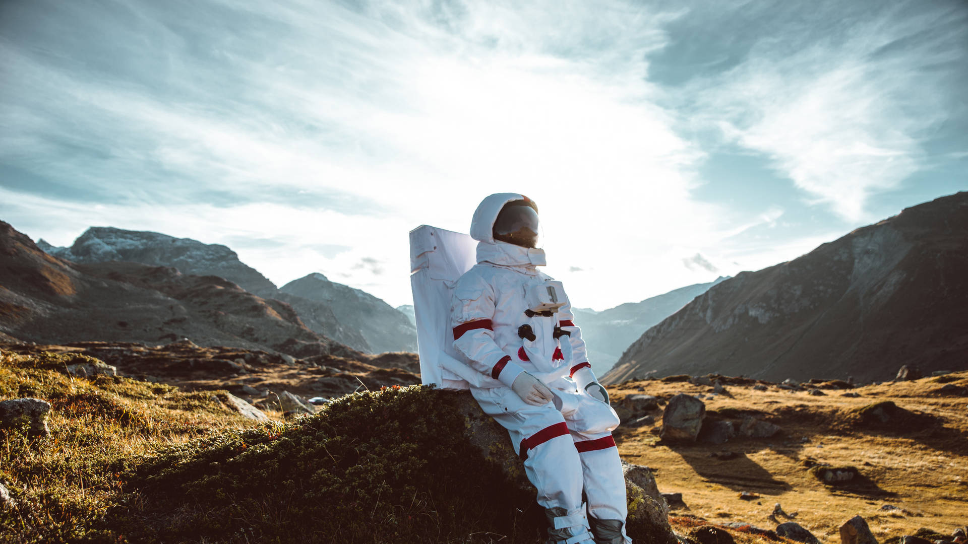Astronaut Sitting Photography Wallpaper